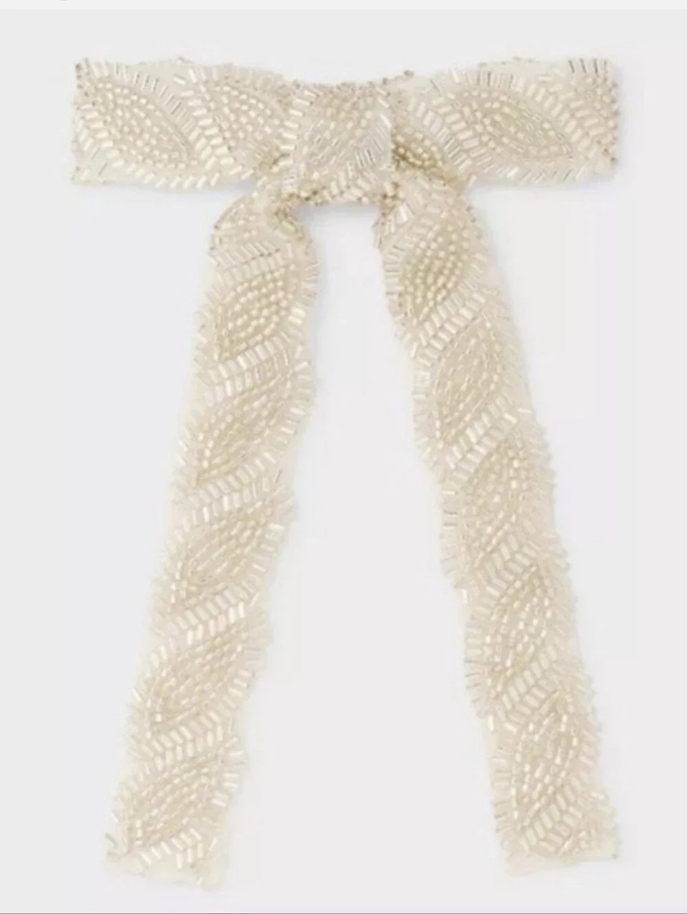 a new day Cream Beaded Ribbon Bow Hair Clip(1)